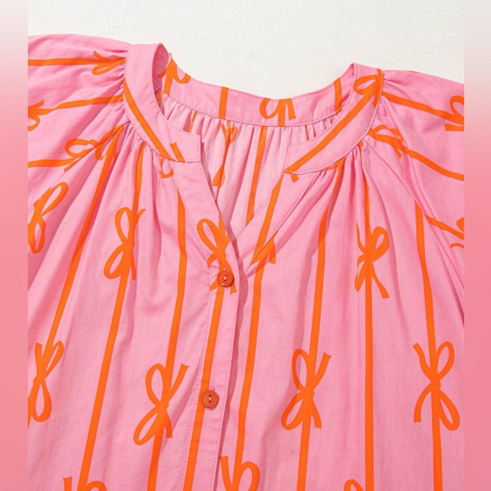 NWT! Adorable Pink and Orange Bow Print Dress! 💕 - Picture 6 of 7
